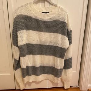 SHEIN Grey and white knit sweater